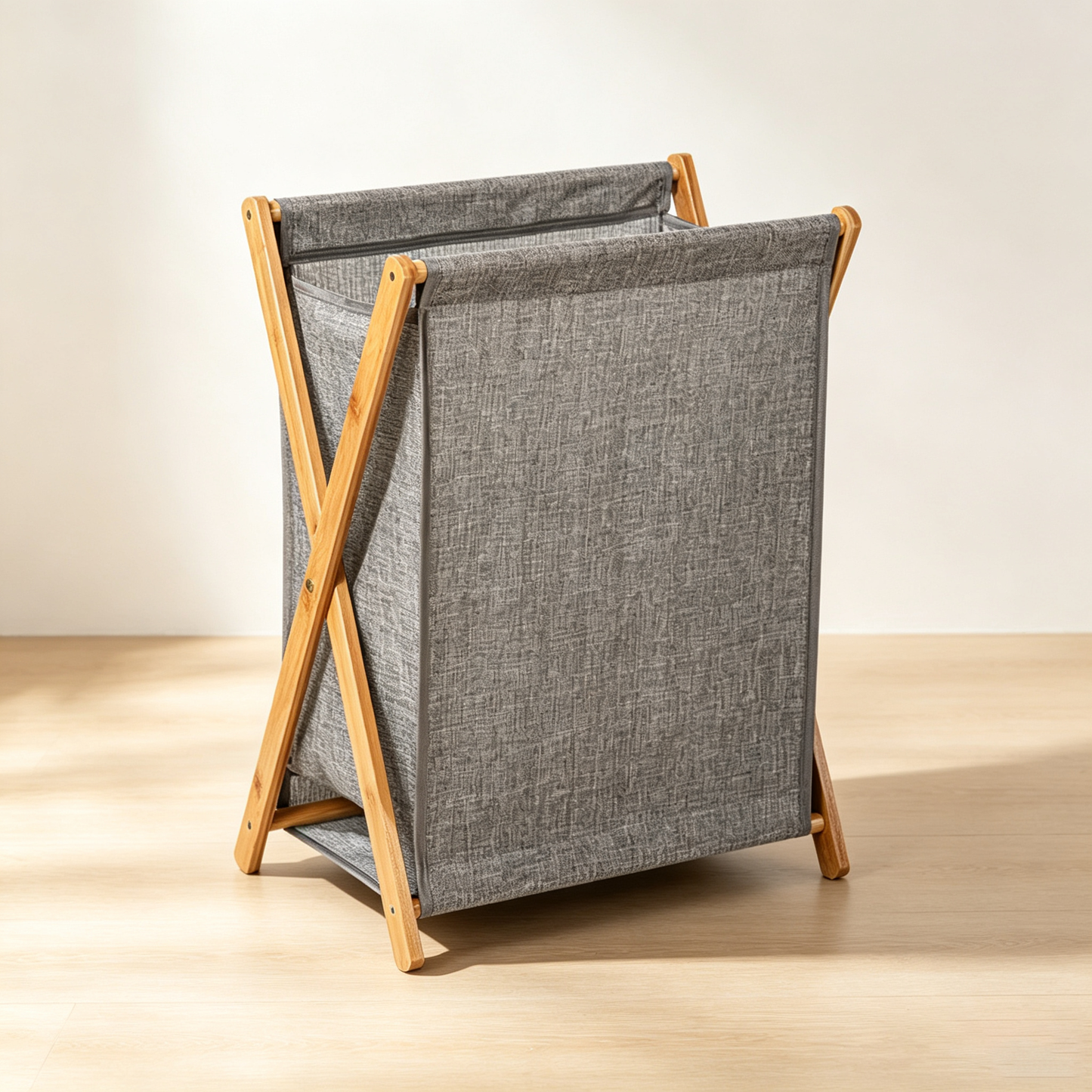 Bamboo Fabric Foldable Laundry Hamper (Large Capacity, Removable Liner)