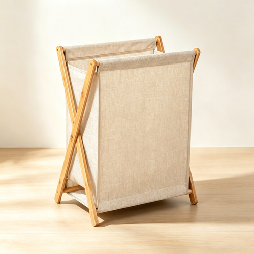Bamboo Fabric Foldable Laundry Hamper (Large Capacity, Removable Liner)