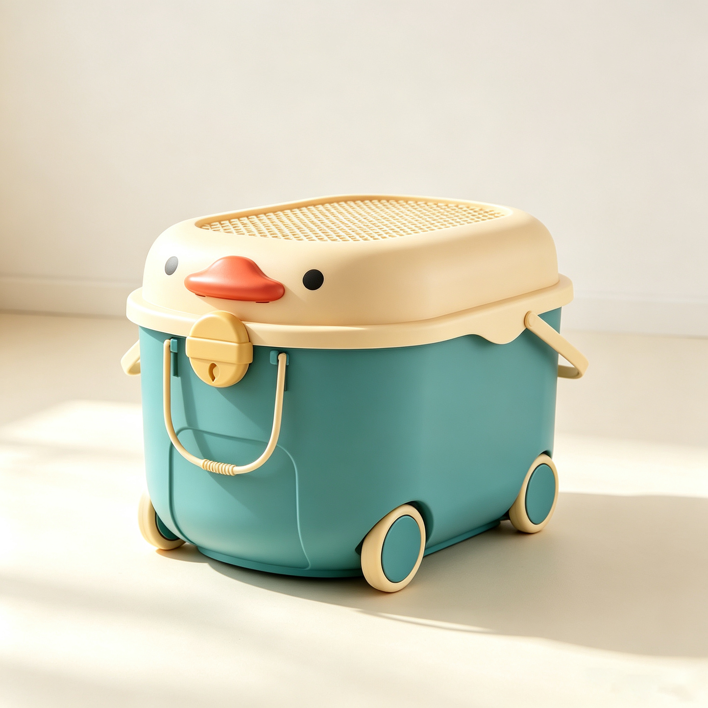 Cute Duck Children's Toy Storage Box (Large Capacity with Wheels)
