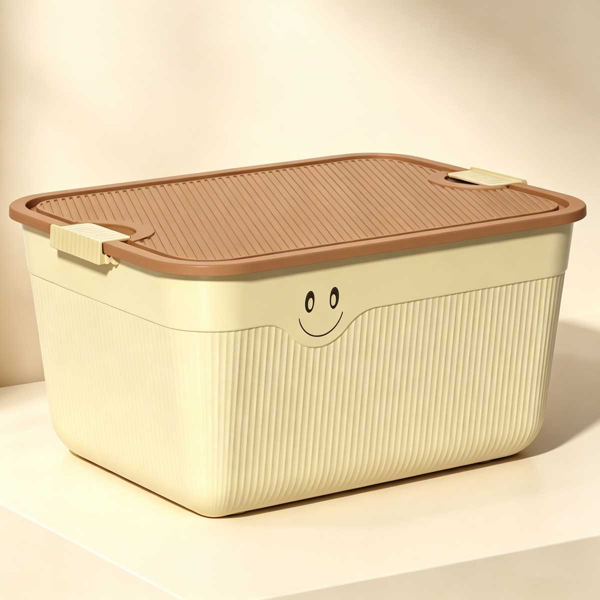 Smiley Striped Storage Box (Lidded & Portable)
