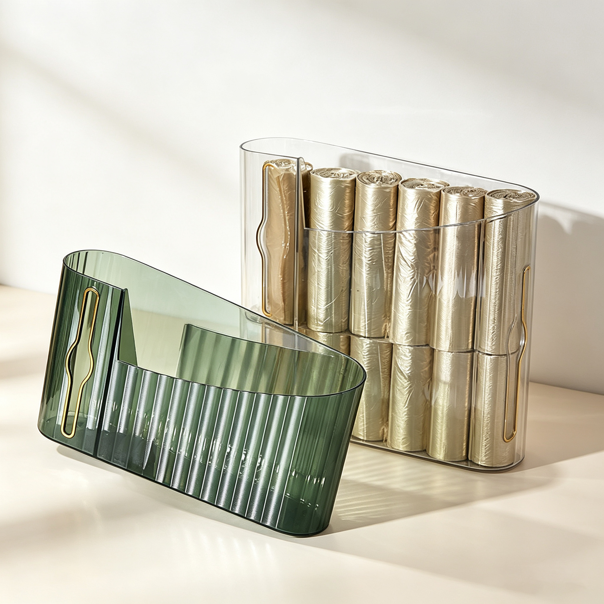 Wall-Mounted Trash Bag Organizer (No-Drill, Pull-Out Design)