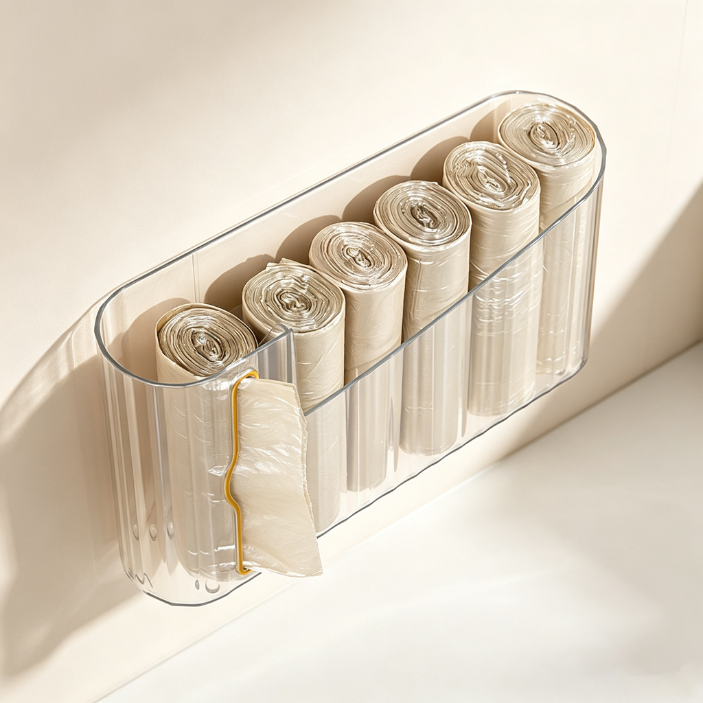 Wall-Mounted Trash Bag Organizer (No-Drill, Pull-Out Design)