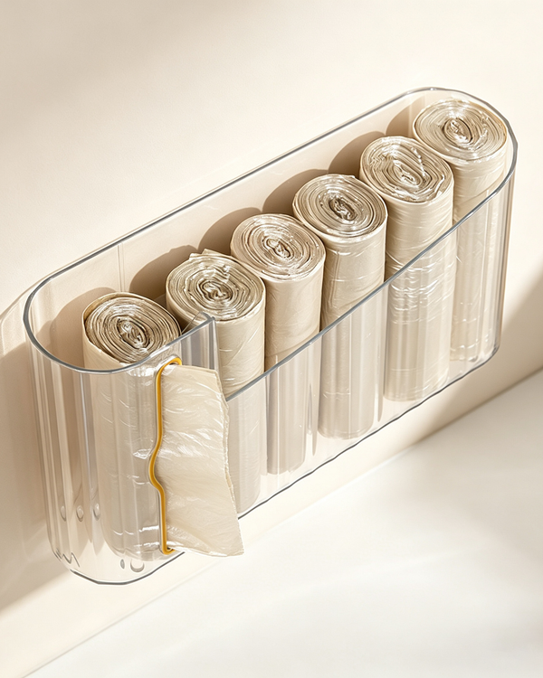 Wall-Mounted Trash Bag Organizer (No-Drill, Pull-Out Design)