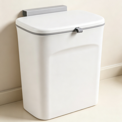 Wall-Mounted Trash Can with Lid (No-Drill, Slide-Top Design)