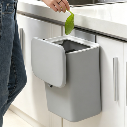 Wall-Mounted Trash Can with Lid (No-Drill, Slide-Top Design)
