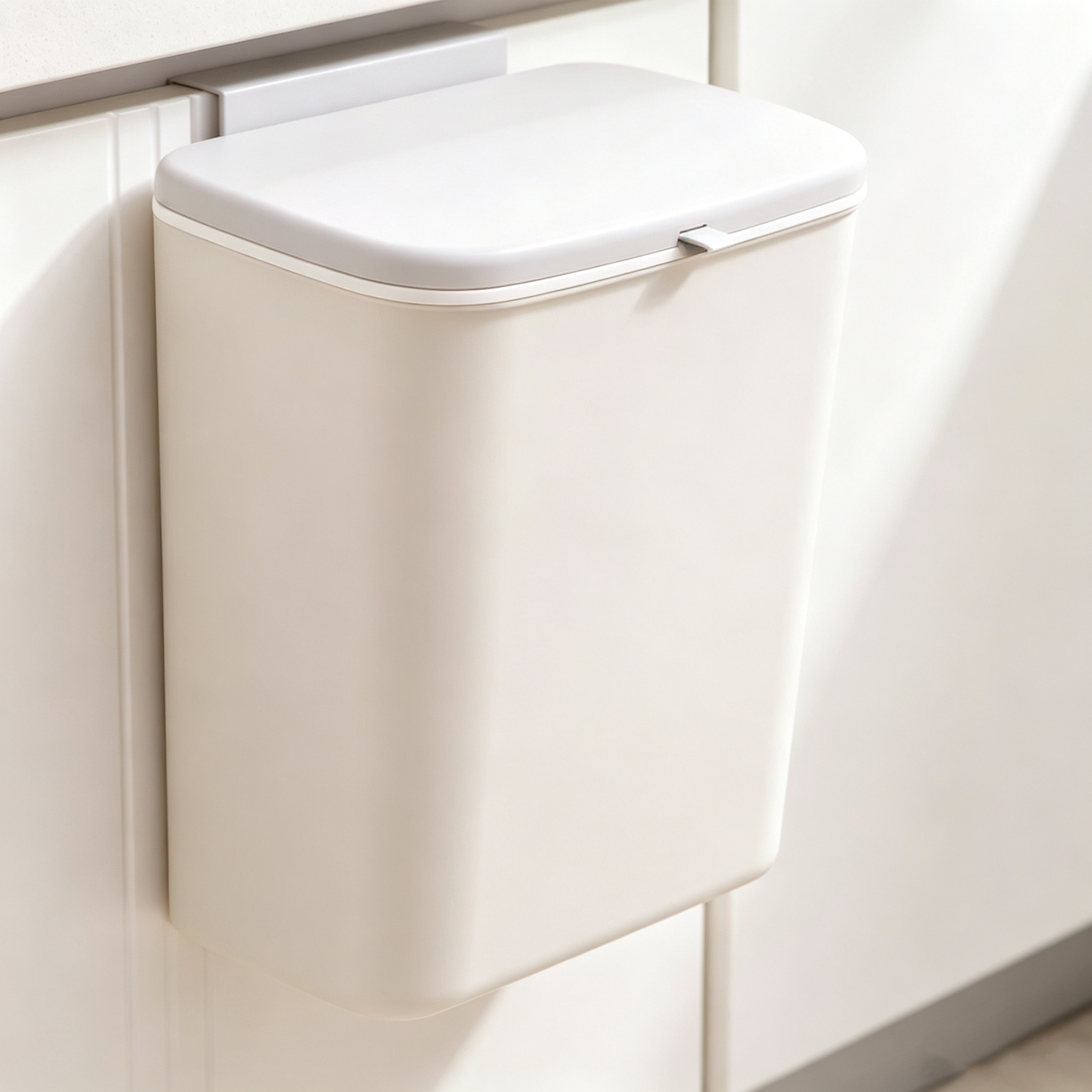 Wall-Mounted Trash Can with Lid (No-Drill, Slide-Top Design)