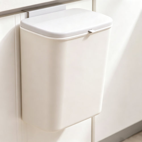 Wall-Mounted Trash Can with Lid (No-Drill, Slide-Top Design)