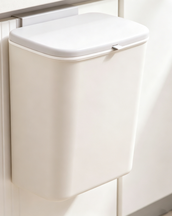 Wall-Mounted Trash Can with Lid (No-Drill, Slide-Top Design)