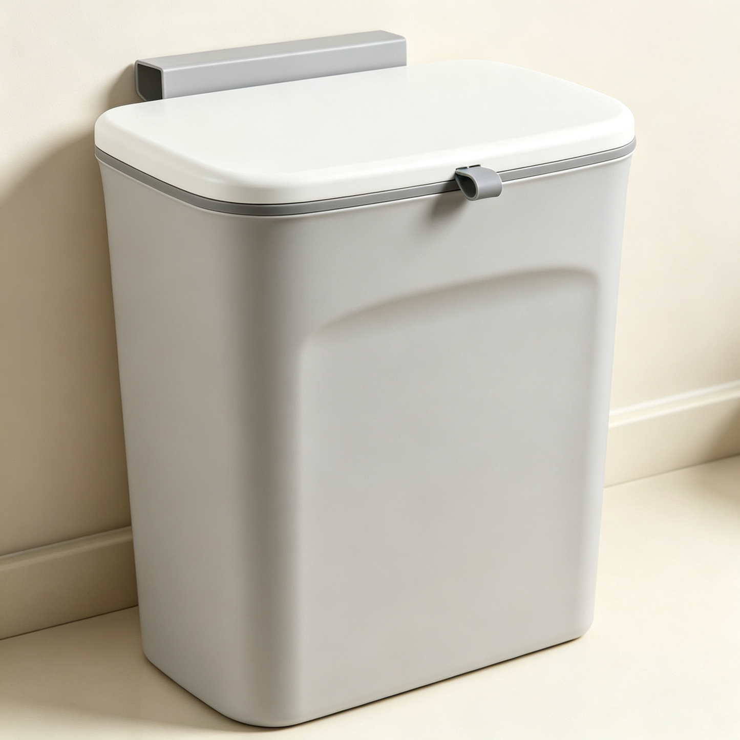Wall-Mounted Trash Can with Lid (No-Drill, Slide-Top Design)