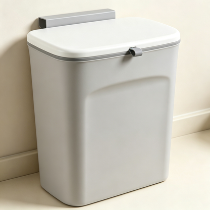 Wall-Mounted Trash Can with Lid (No-Drill, Slide-Top Design)